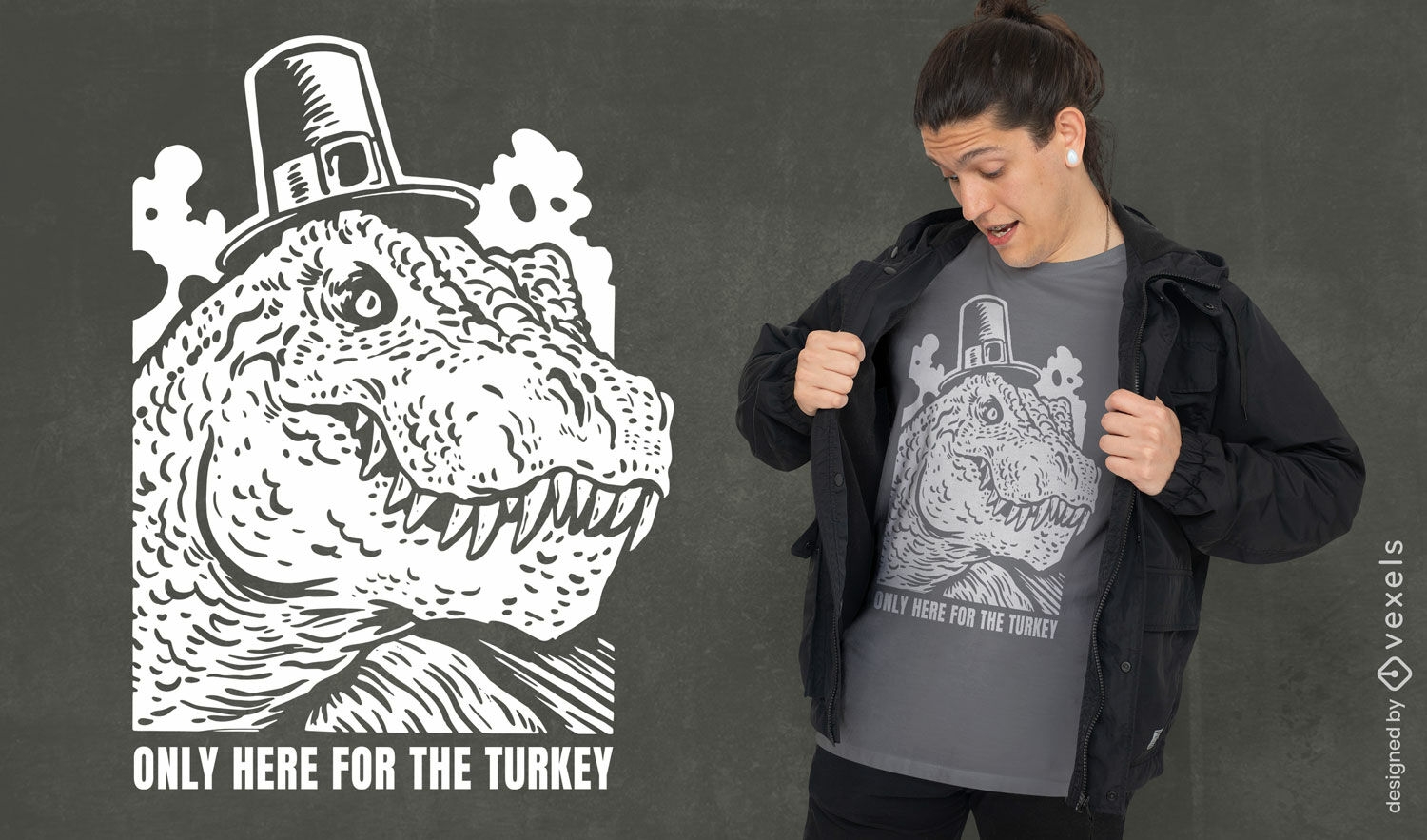 Thanksgiving t-rex t-shirt design