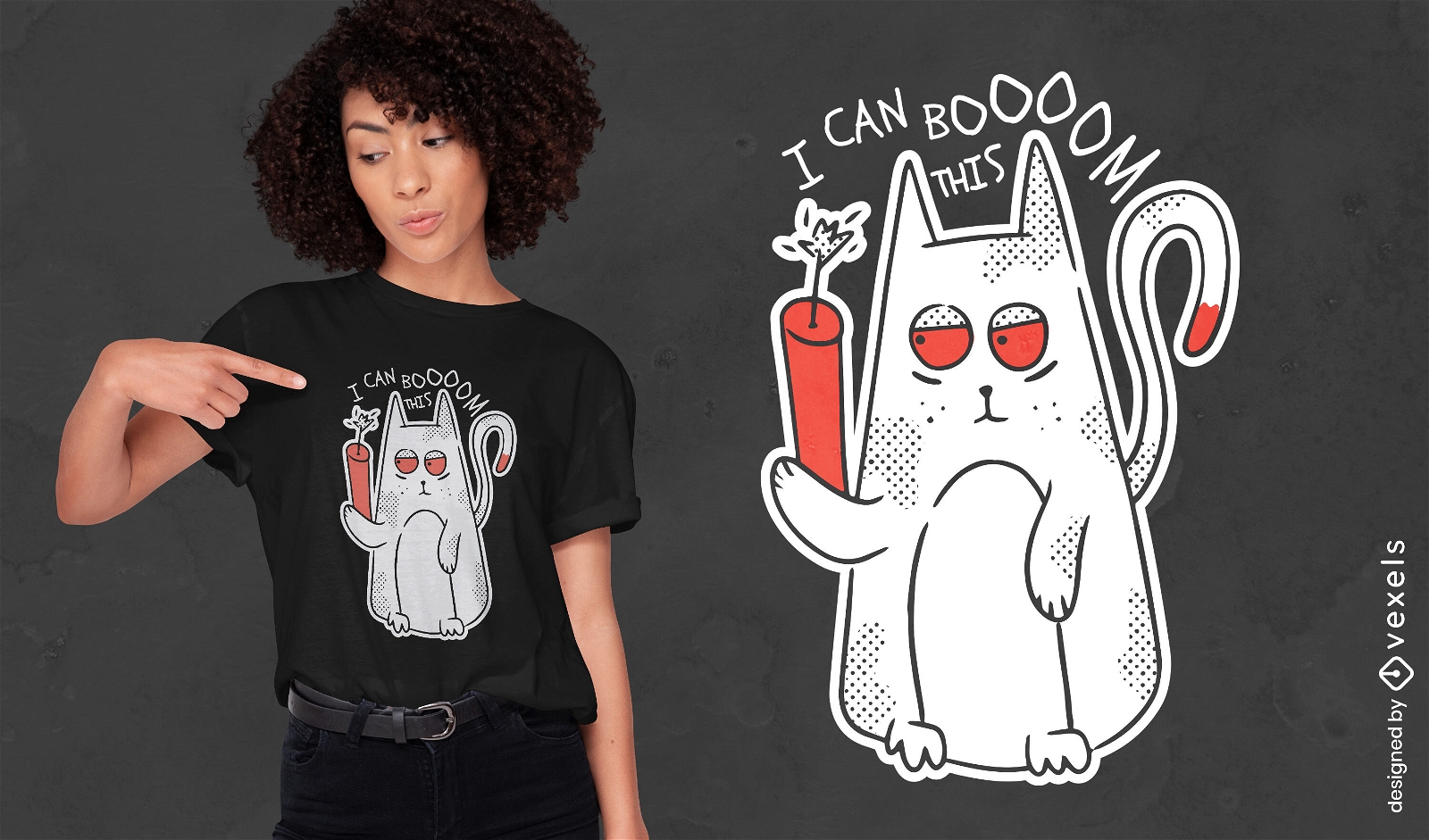 Gato com design de camiseta de bomba