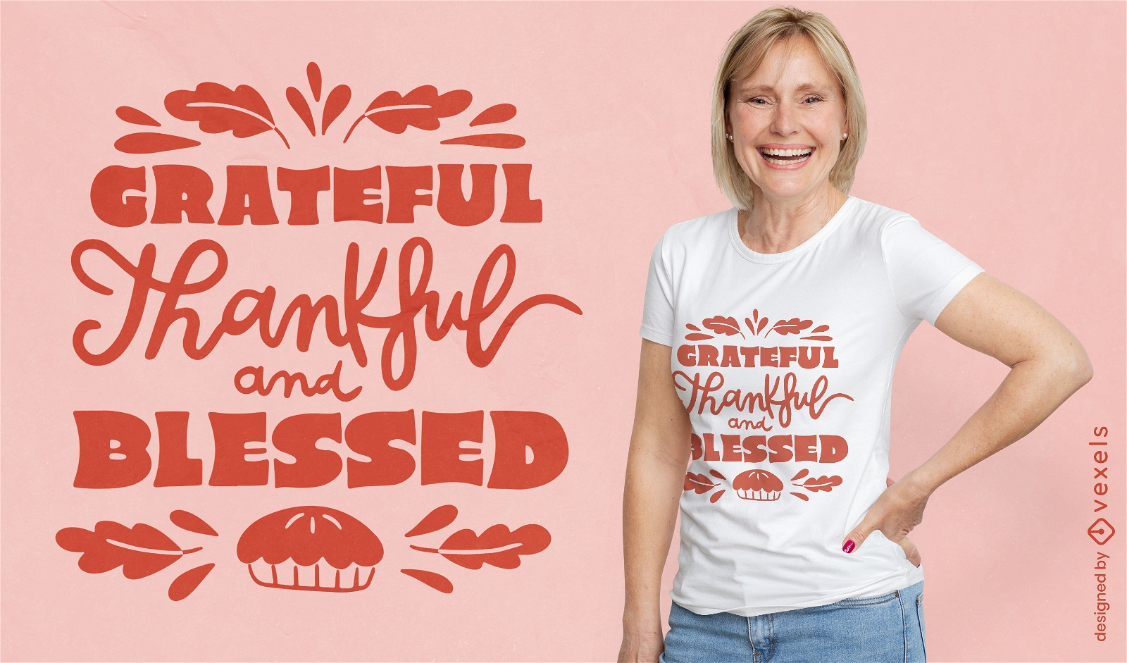 Design de t-shirt de citação grato e abençoado