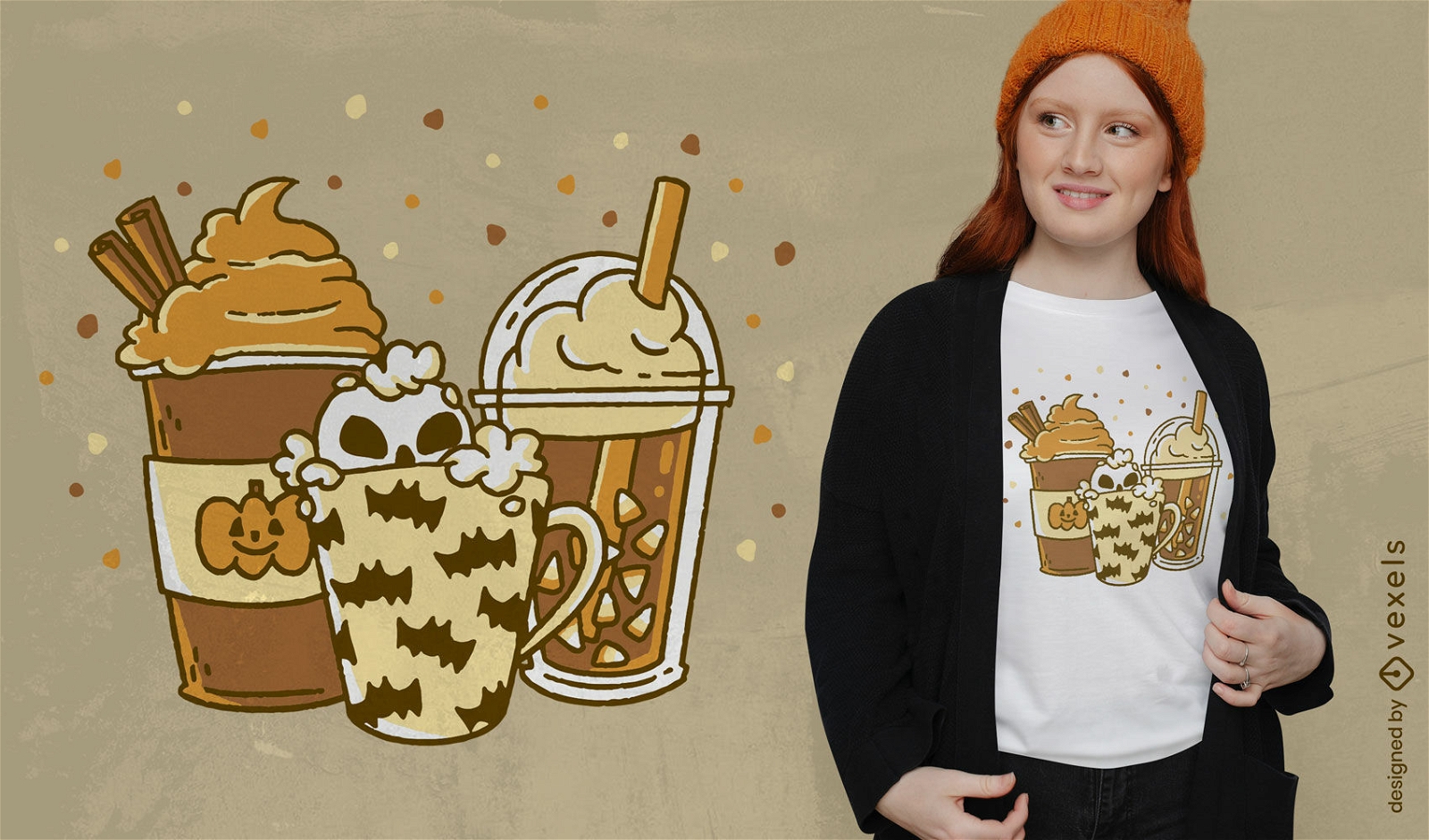 Spooky coffees t-shirt design