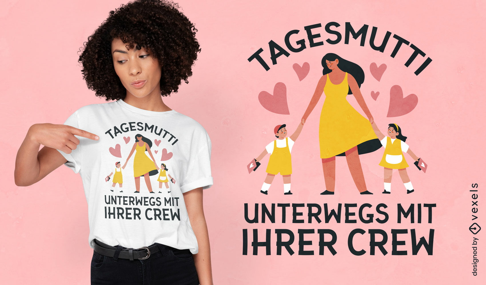 Babysitter und Kinder-T-Shirt-Design