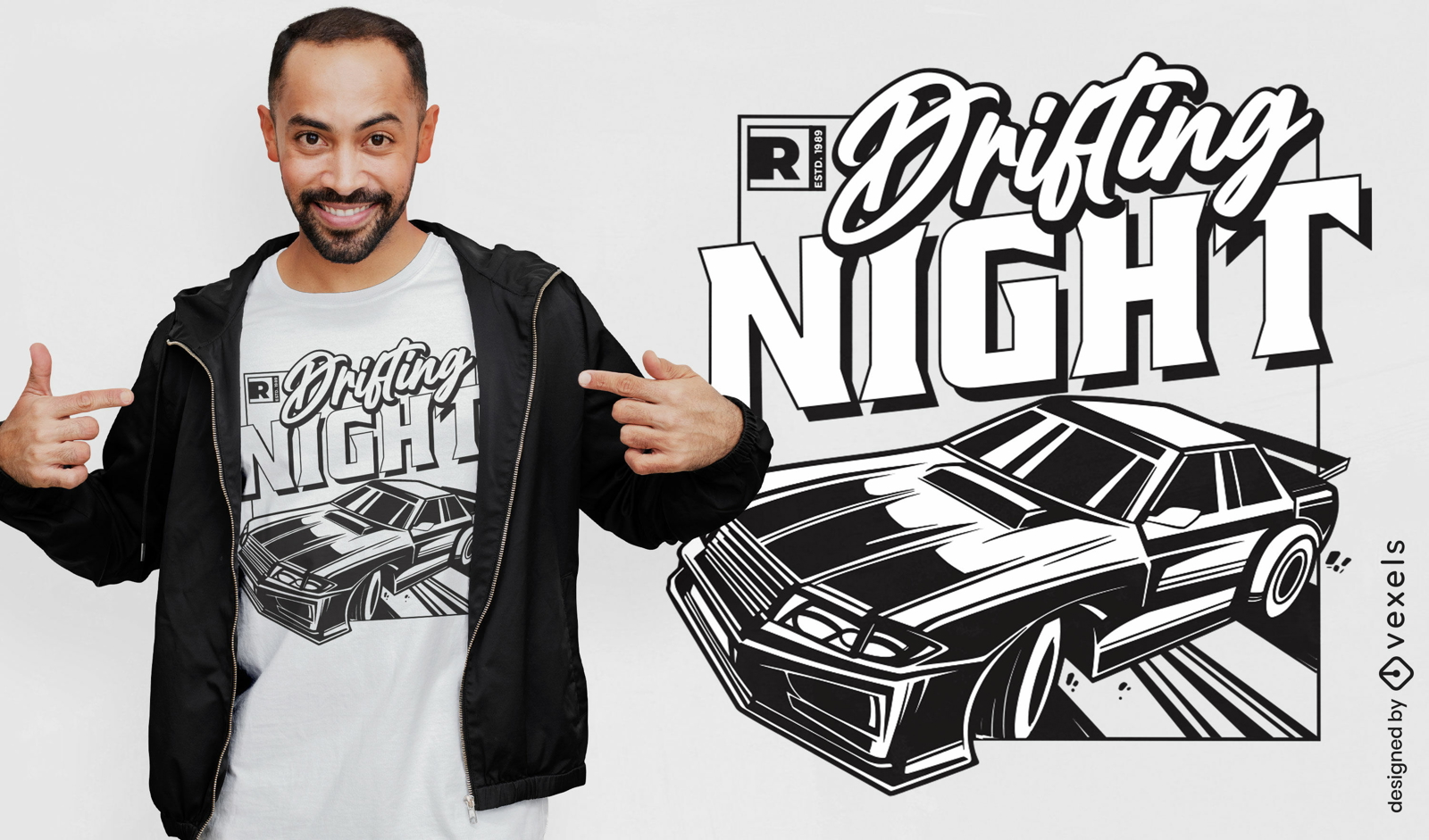 Driftendes Nachtauto-T-Shirt-Design