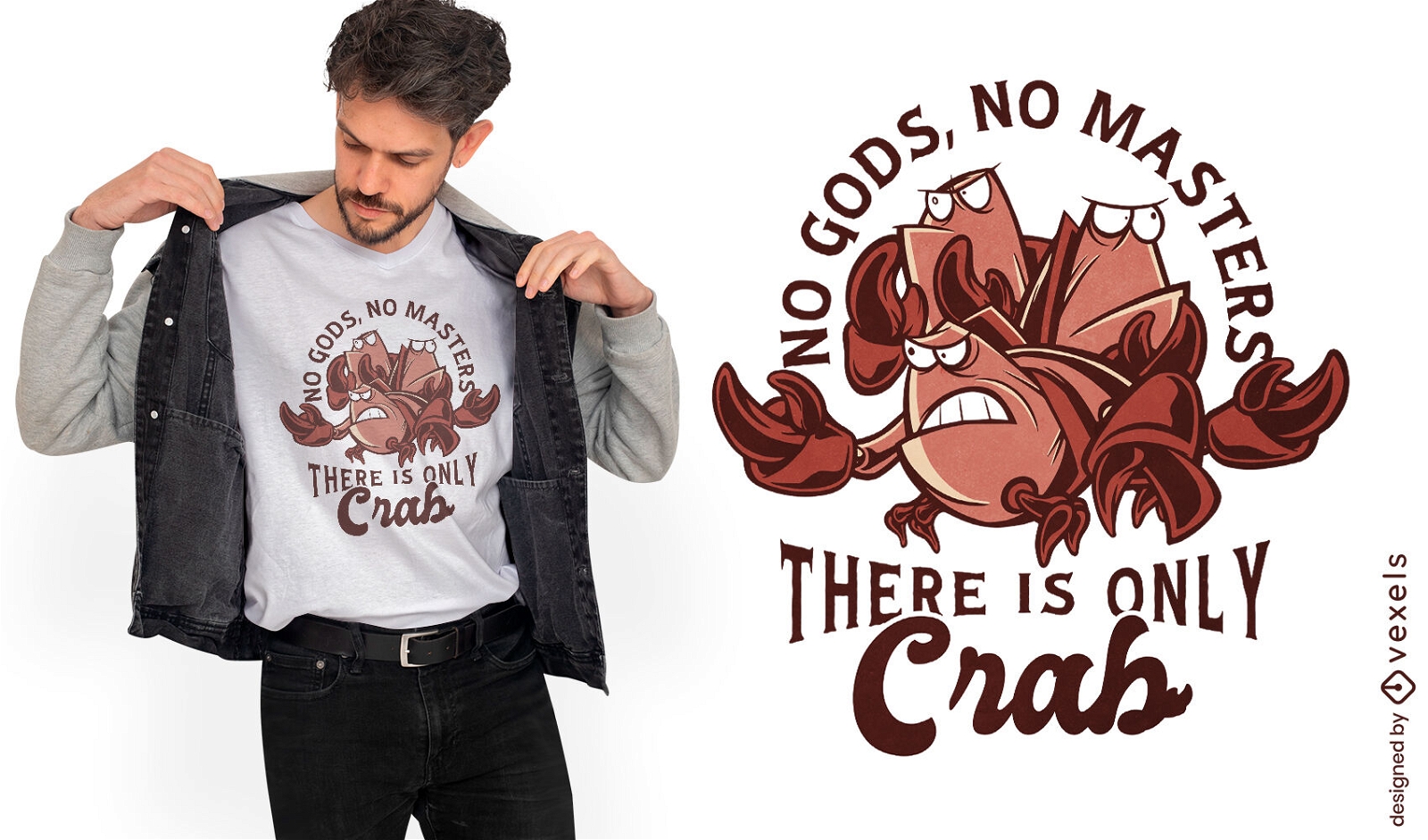 Krabben-Cartoon-T-Shirt-Design