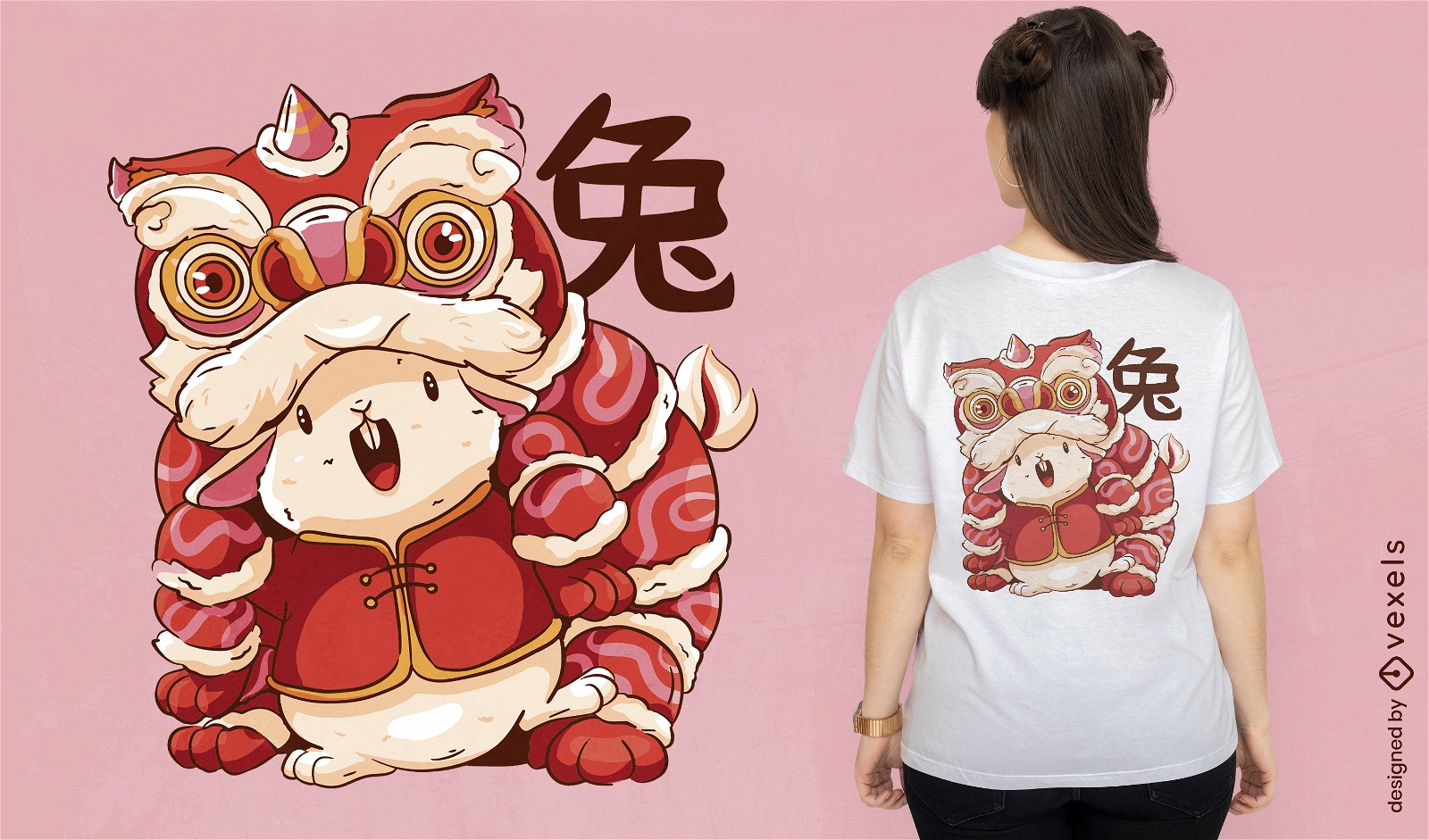 Diseño de camiseta de año nuevo de conejo chino