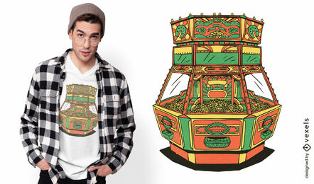 Design de camiseta para máquina de empurrar moedas