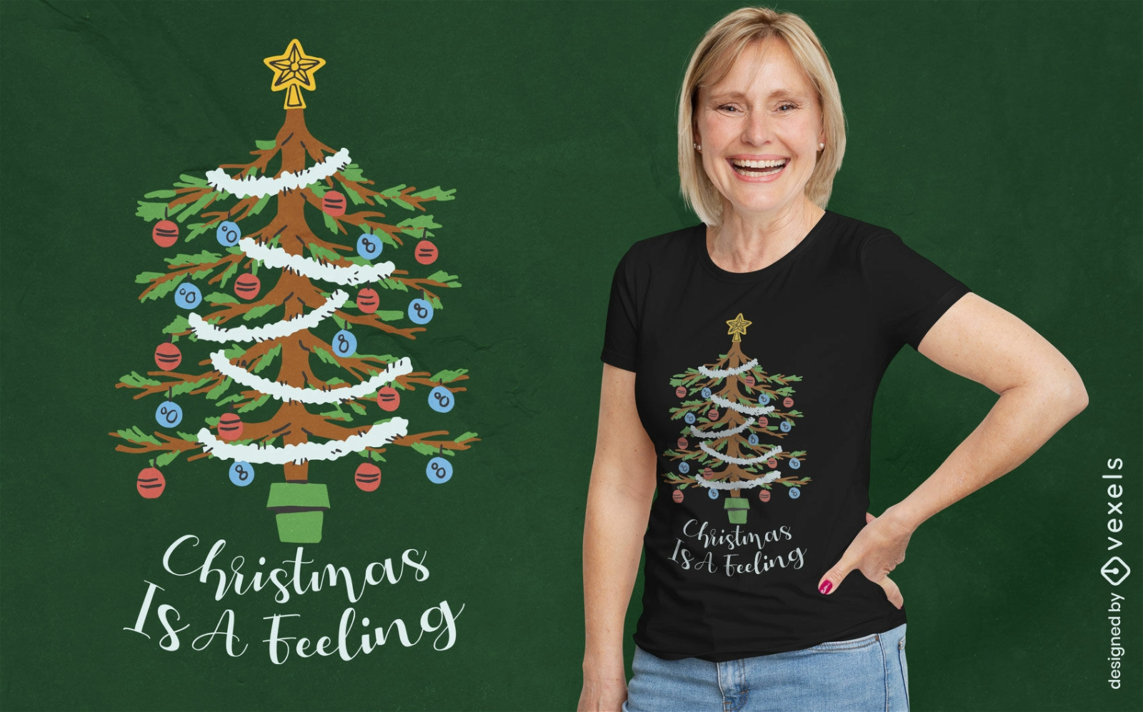 Christmas tree feeling t-shirt design