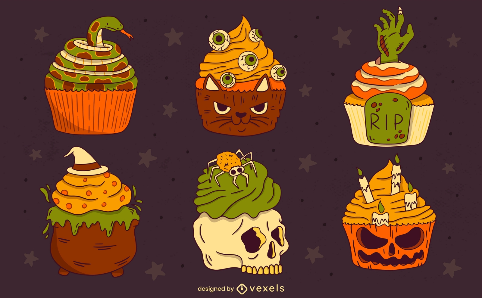 Conjunto de cupcakes assustadores