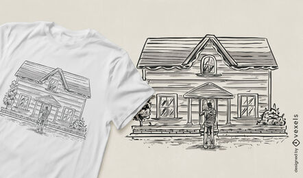 Man with cat and new house t-shirt design