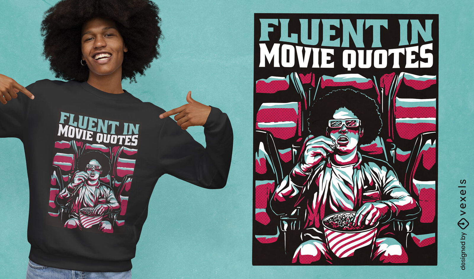 Fluen em design de camiseta com citações de filmes