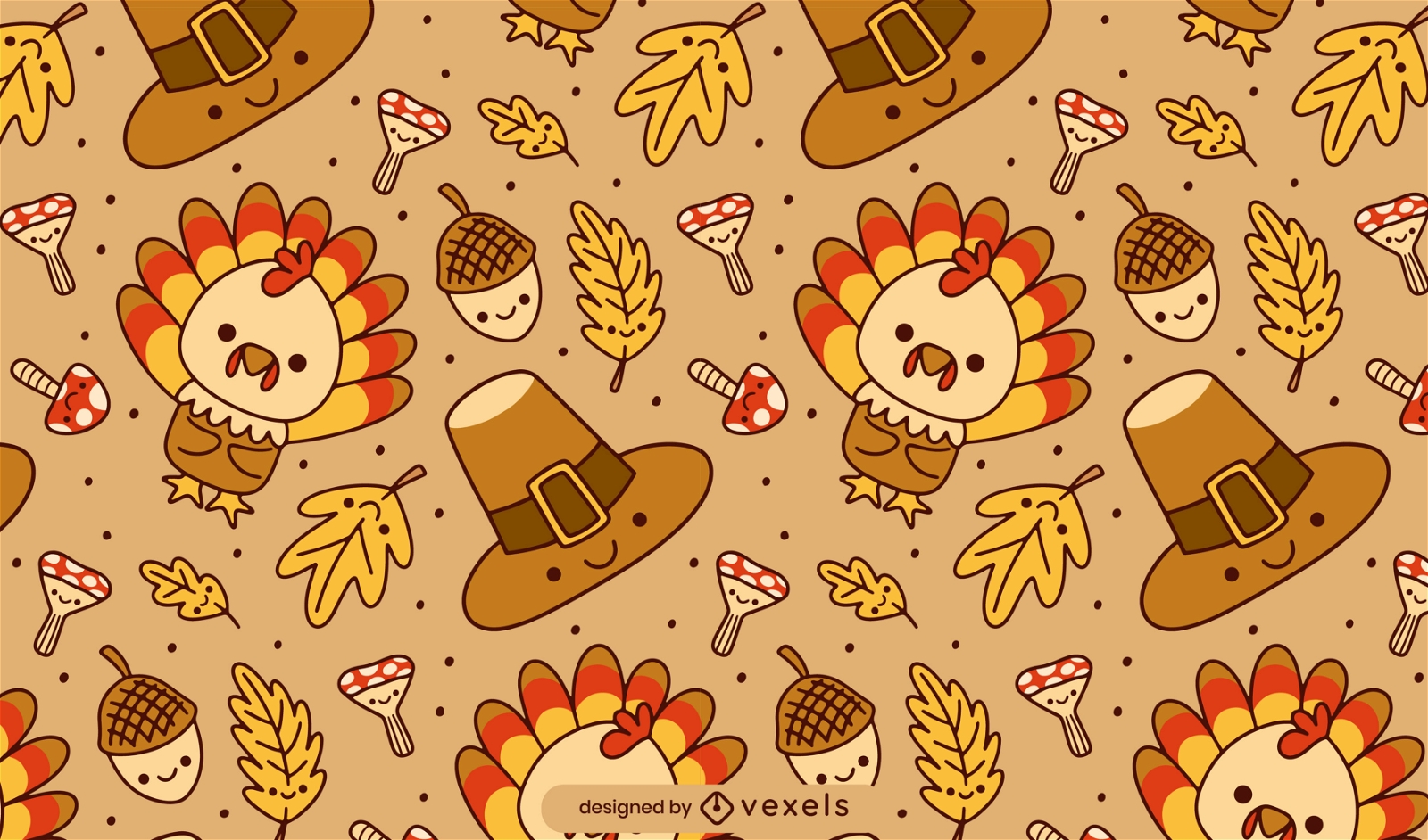 Cute Thanksgiving elements pattern design