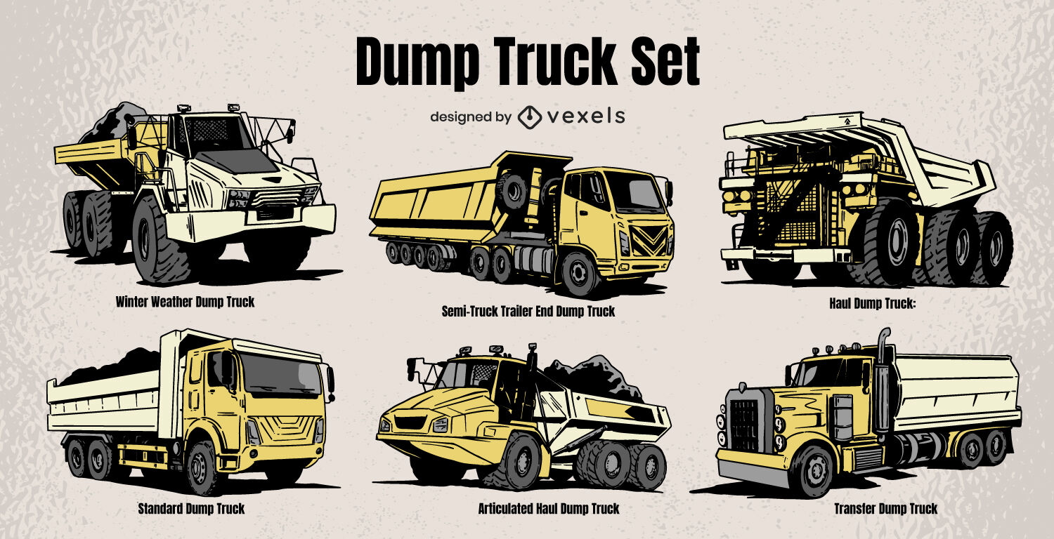Conjunto de ilustración de tipos de camiones