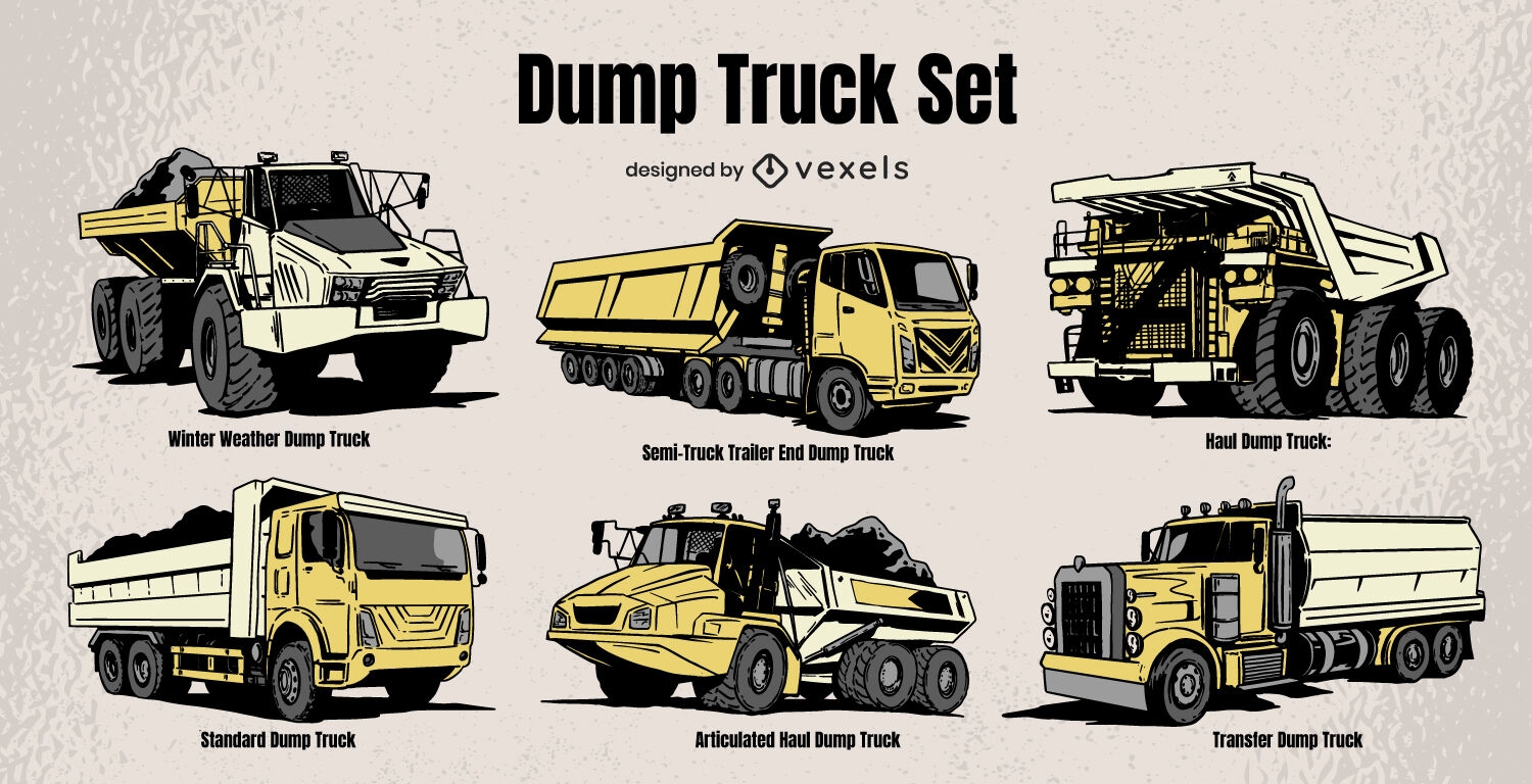 Truck types illustration set