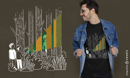 Alien in woods t-shirt design