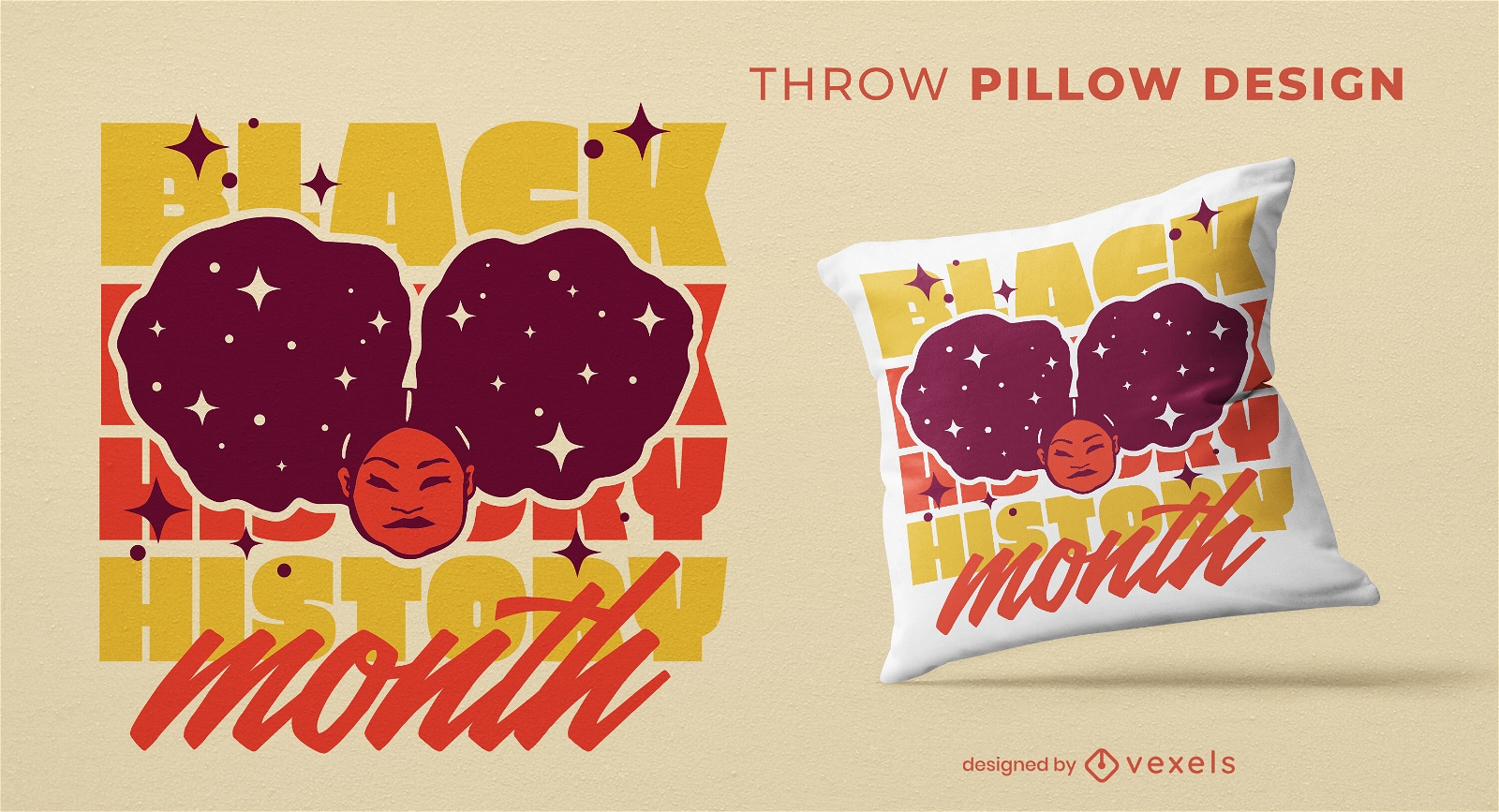 Afro hair girl throw pillow design