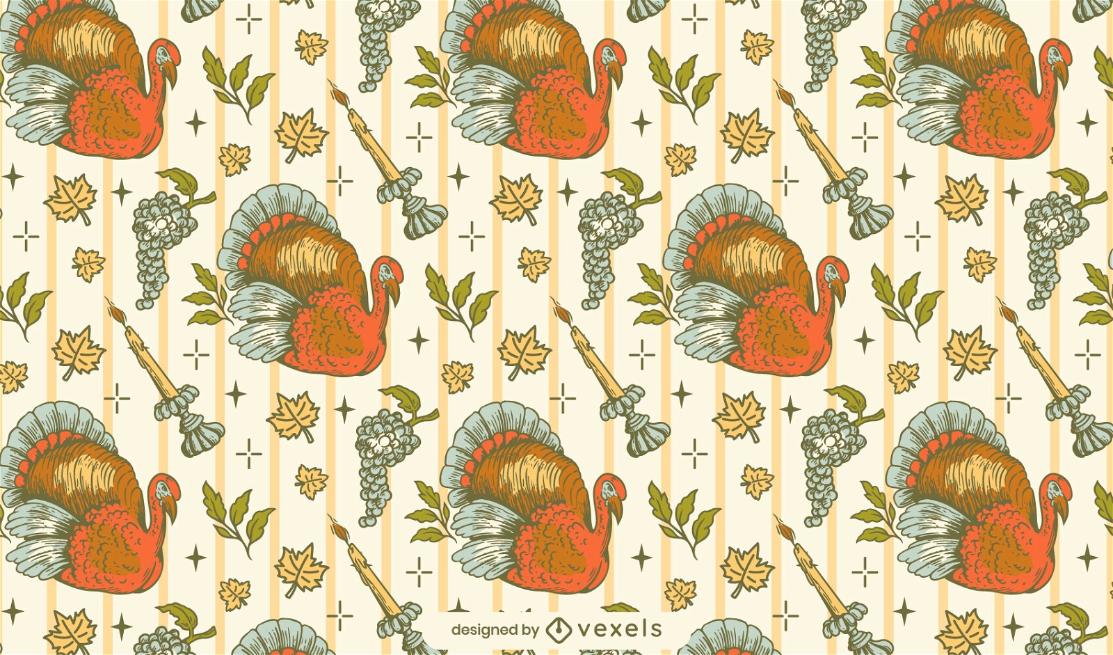 Thanksgiving turkey vintage pattern design