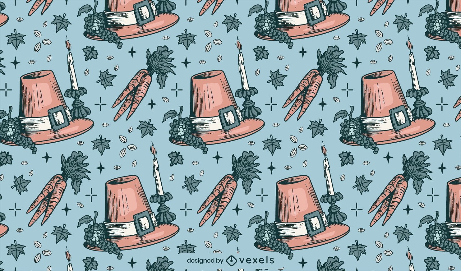 Design de padrão vintage de chapéu de ação de Graças