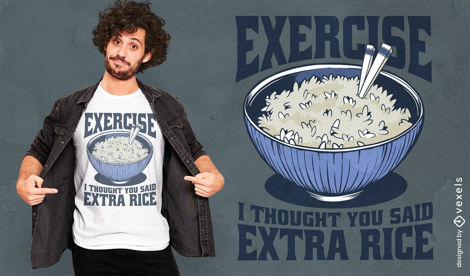 Diseño de camiseta de tazón de arroz extra