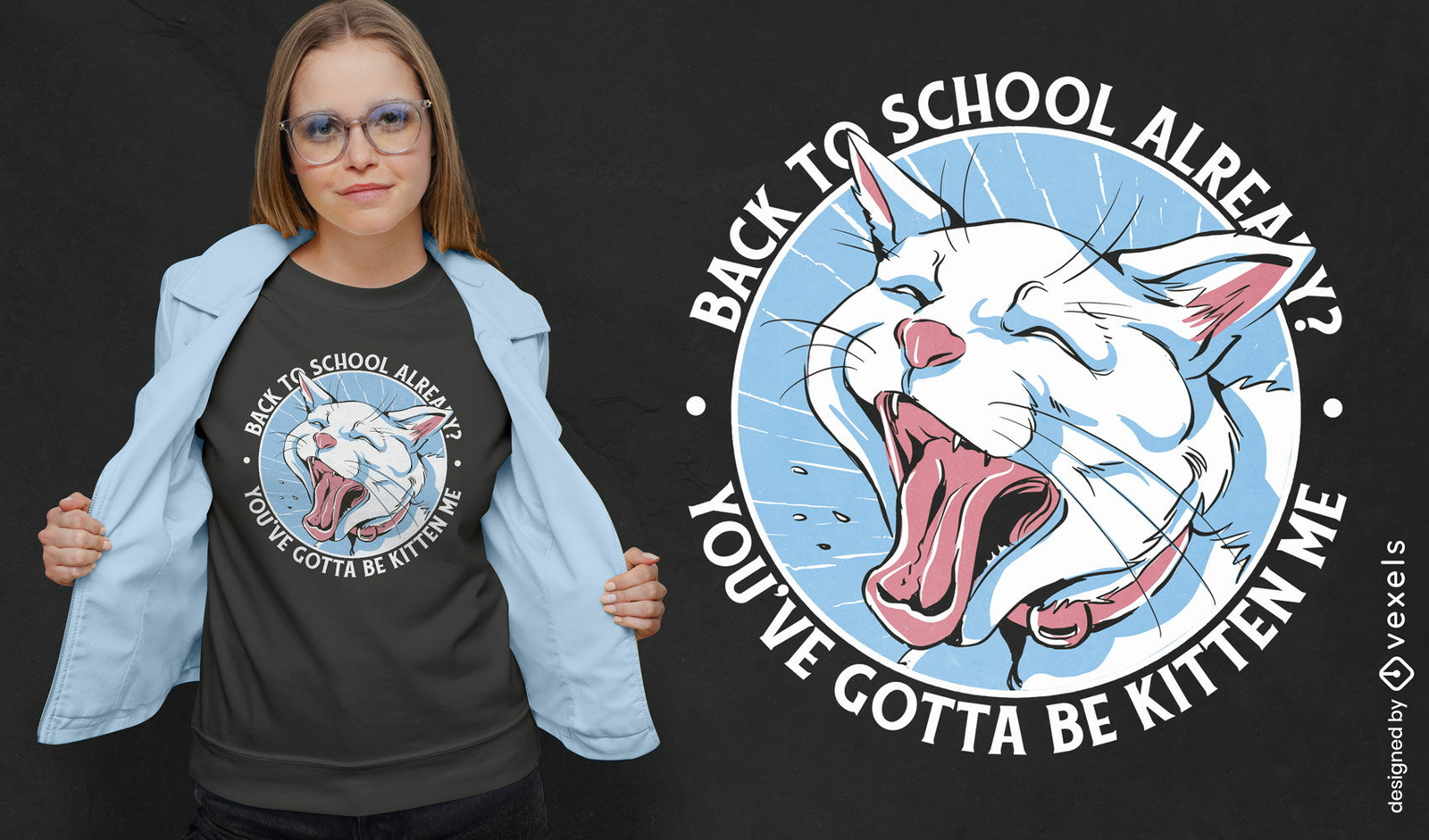 Design de camiseta de volta às aulas de gato