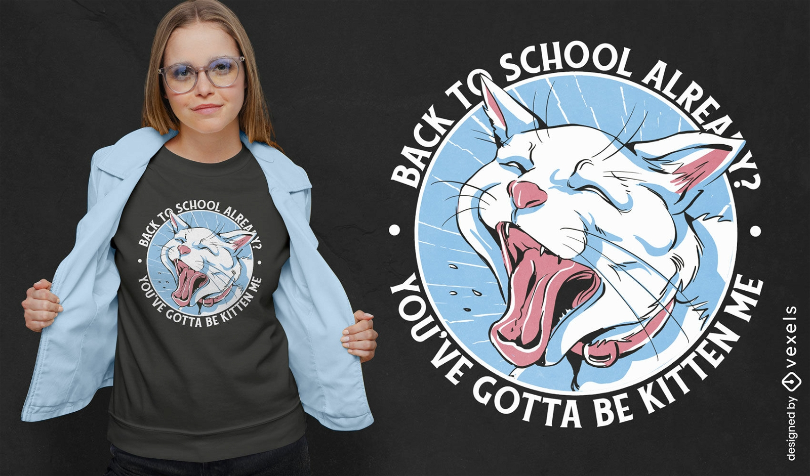 Diseño de camiseta de regreso a la escuela de gato