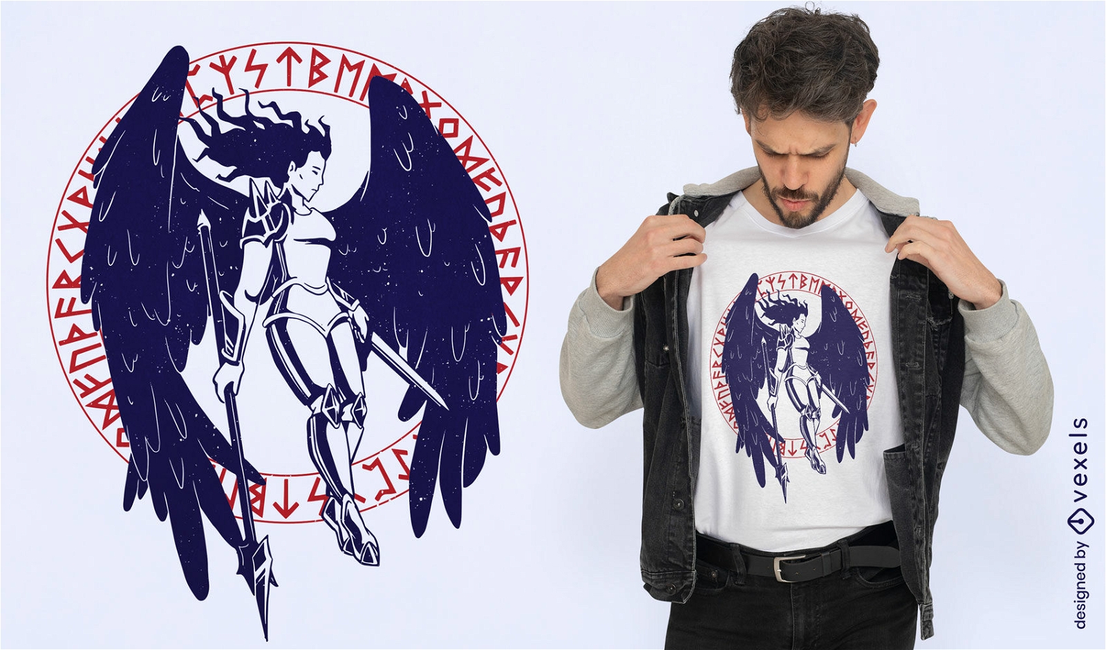 Valkyrie with big wings t-shirt design