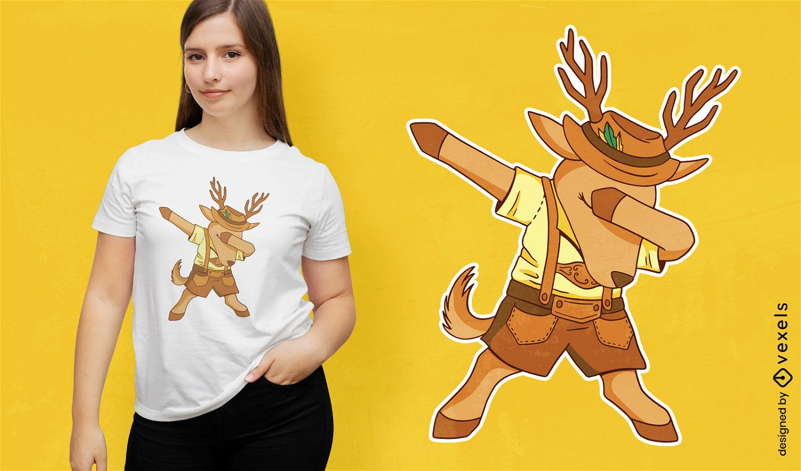 Diseño de camiseta Dabbing deer Oktoberfest