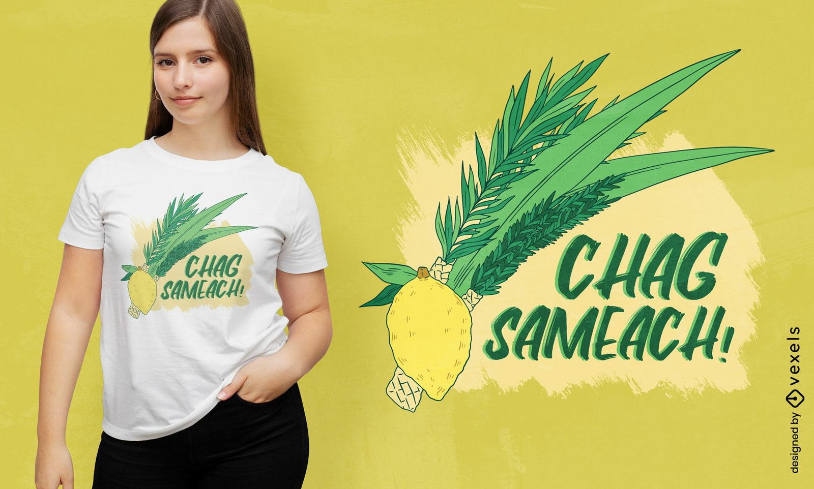 Design de camiseta com citação de Chag Sameach