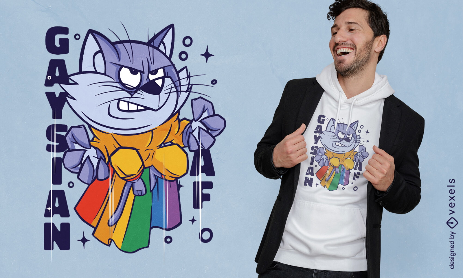 Design de camiseta de gato gay