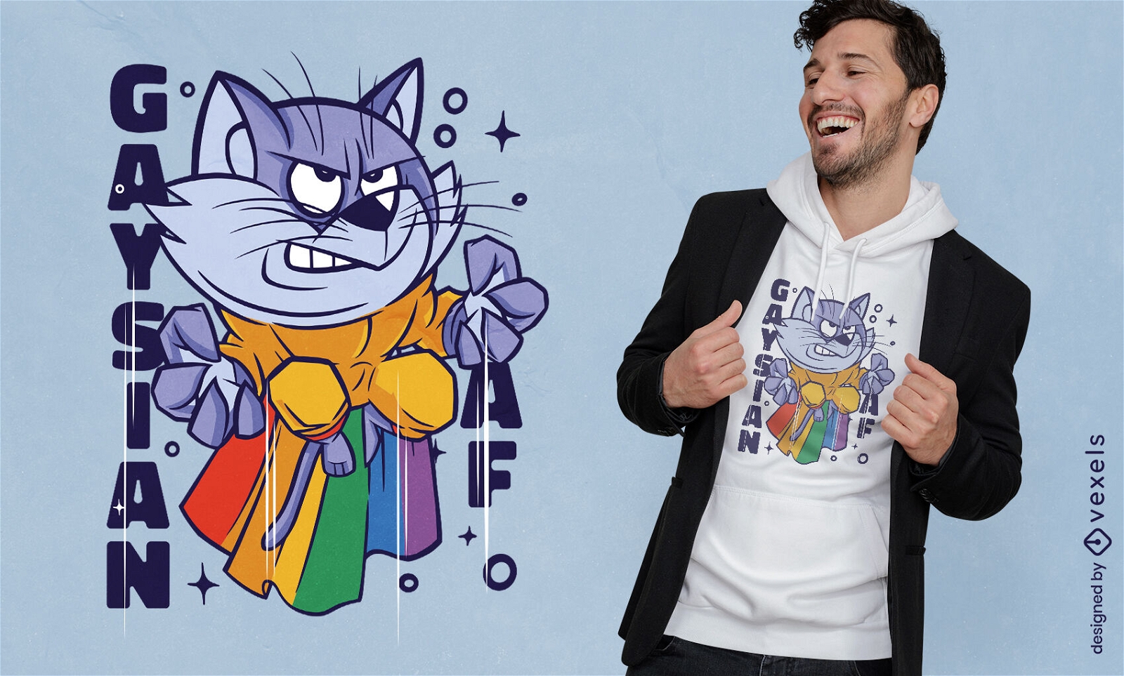 Diseño de camiseta de gato gaysian