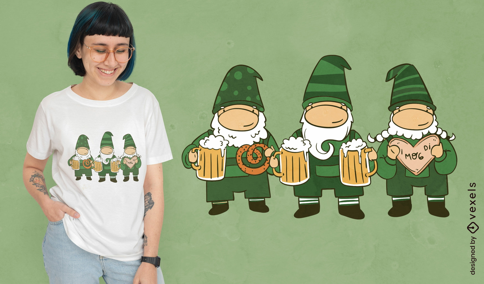 Diseño de camiseta de gnomos de Oktoberfest