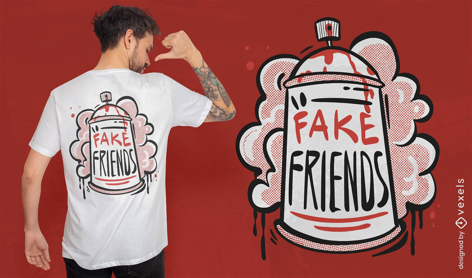 Design de camiseta de lata de spray de amigos falsos