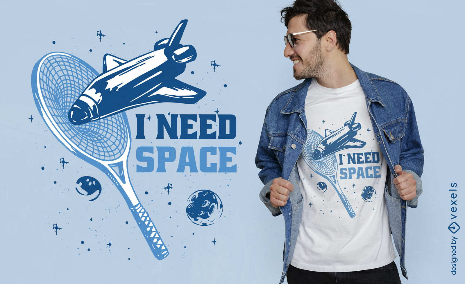 Eu preciso de design de camiseta monocromática espacial