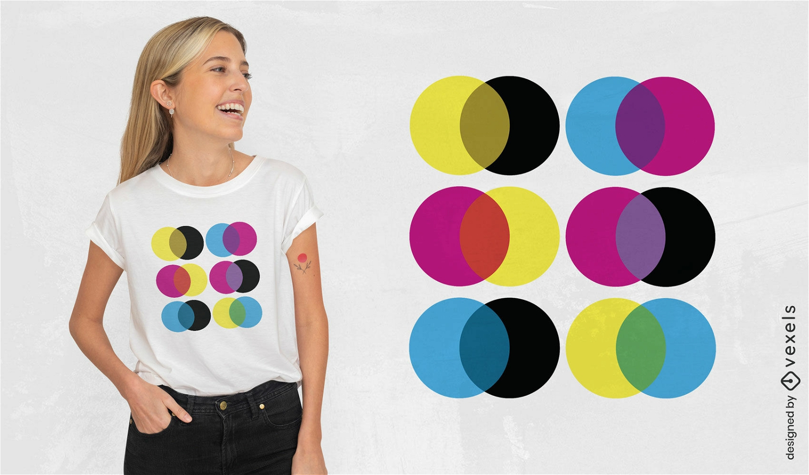 Diseño de camiseta de círculos de colores principales