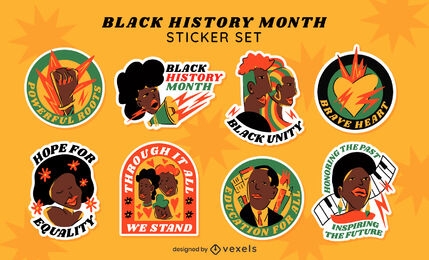 Black History Month cartoon stickers set