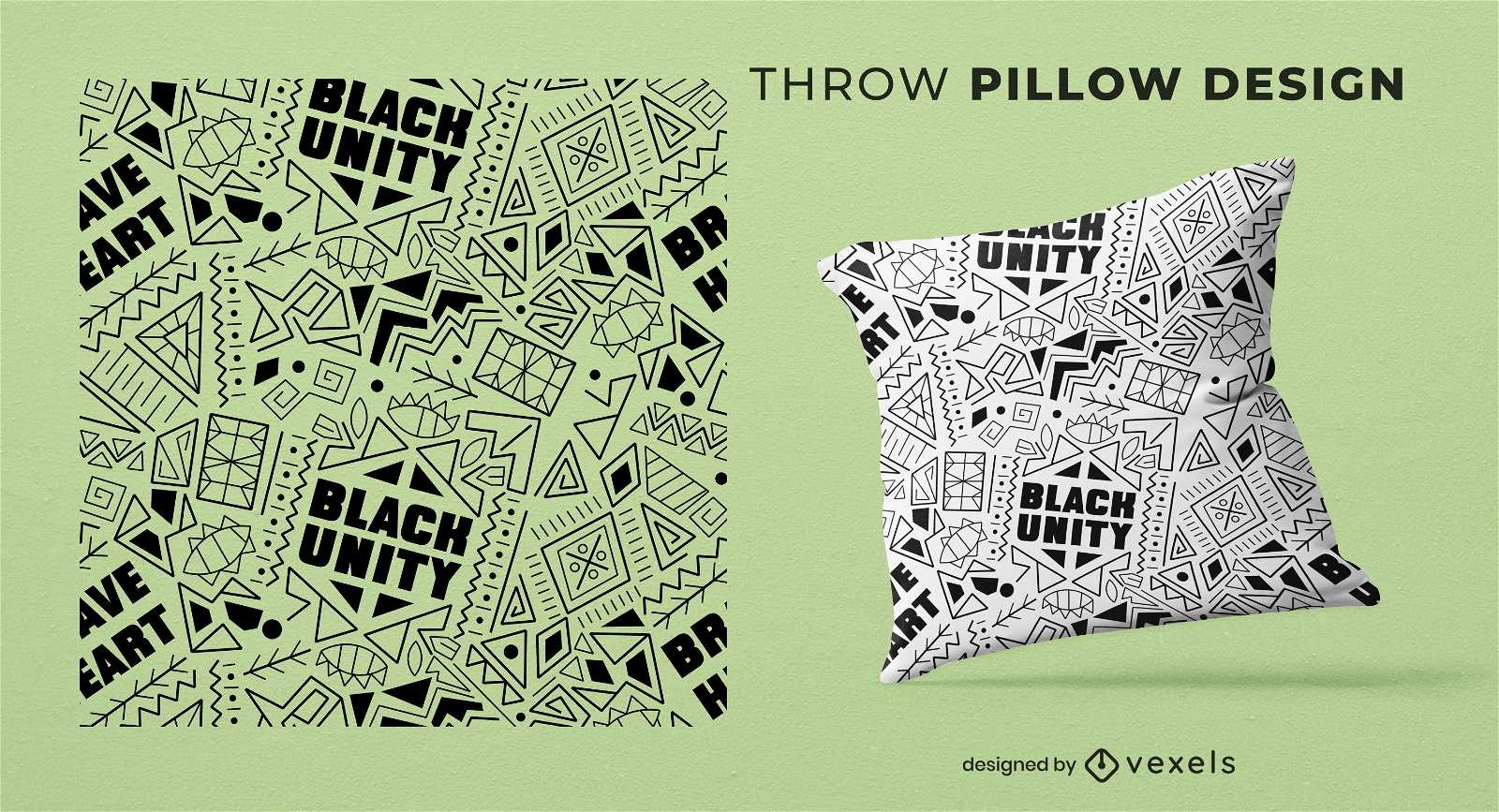 Black unity pattern throw pillow design