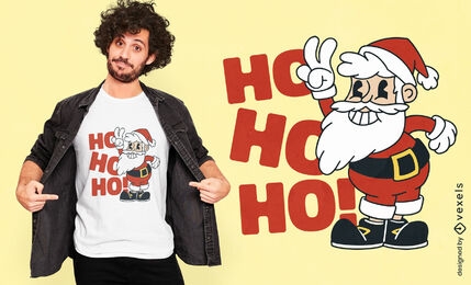 Weihnachtsmann-Retro-Cartoon-T-Shirt-Design