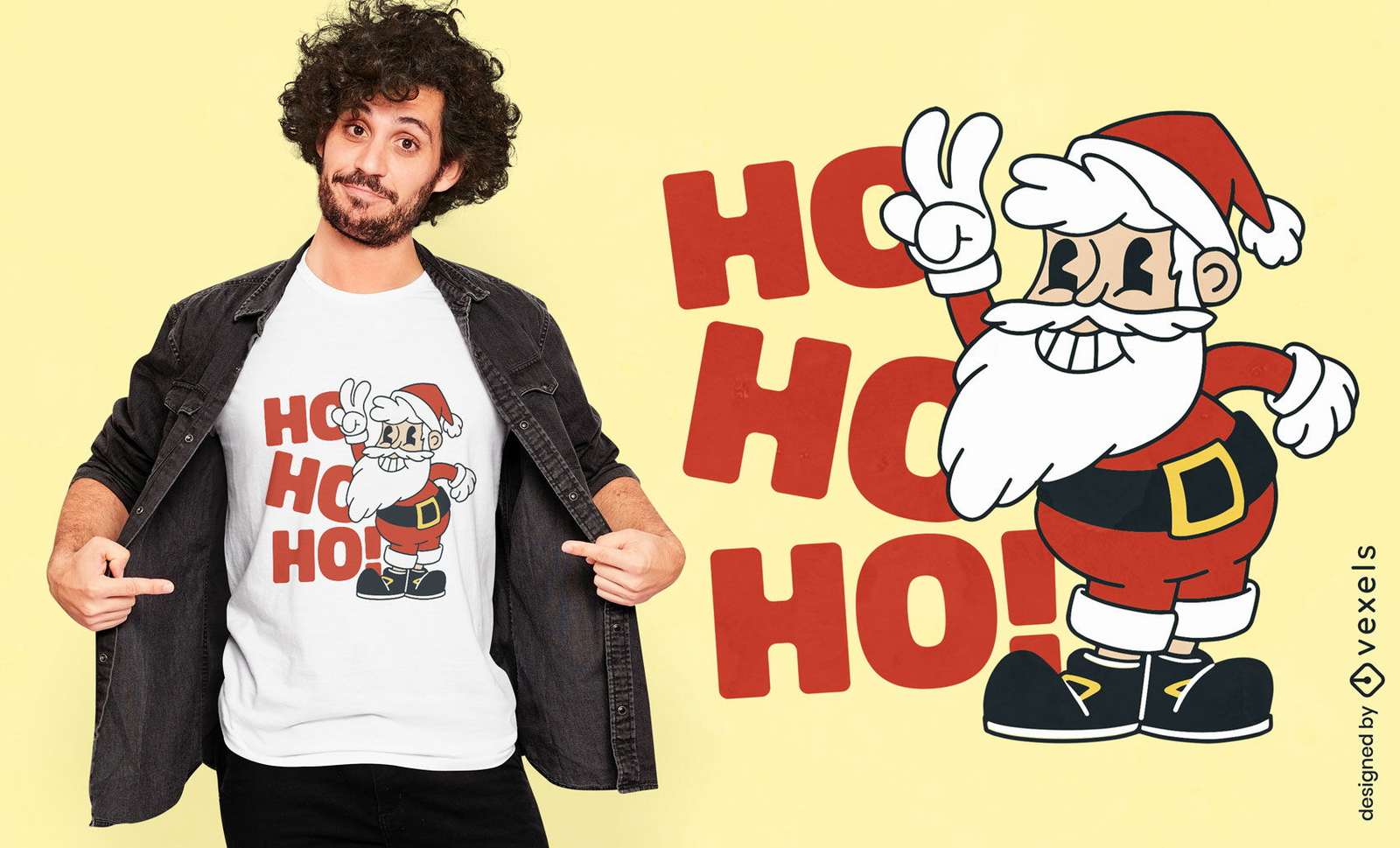 Design de camiseta de desenho retrô de Papai Noel