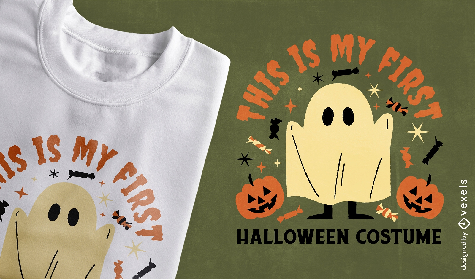 Design de camiseta infantil fantasia de fantasma