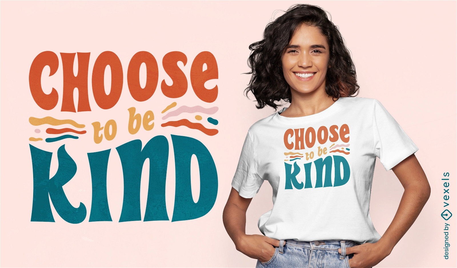 Escolha ser gentil design de camiseta com cita??o de positividade