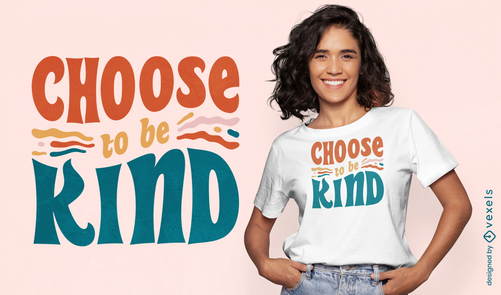 Escolha ser gentil design de camiseta com citação de positividade