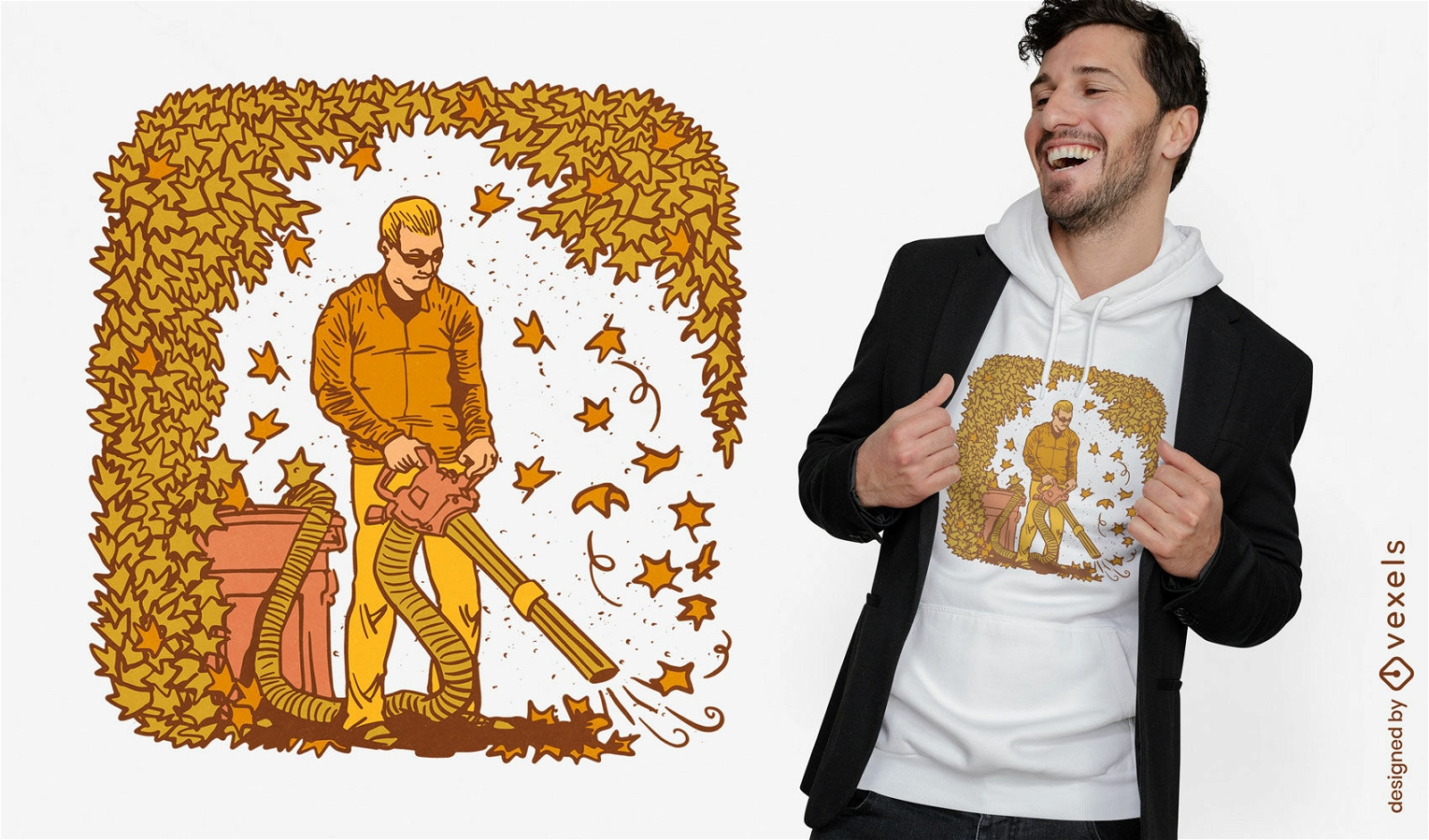 Design de camiseta de homem soprador de folhas