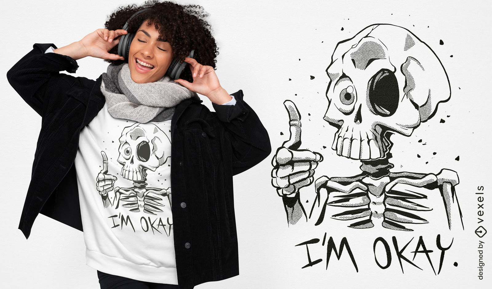 Skeleton I'm okay t-shirt design