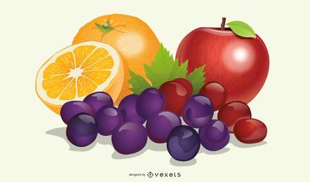 Conjunto de frutas realistas