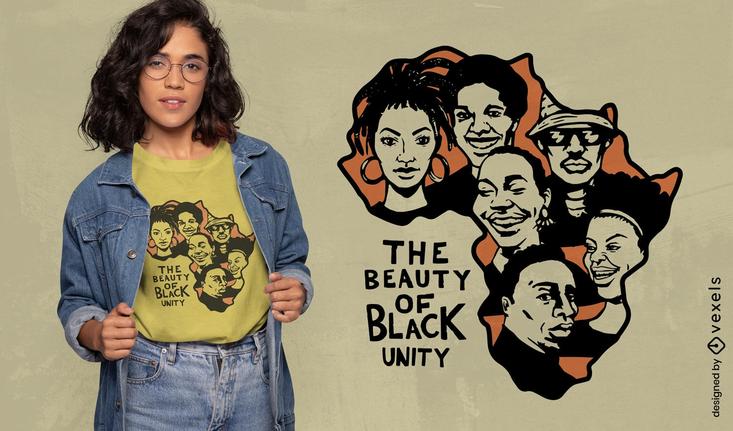 Diseño de camiseta de personajes del Mes de la Historia Negra