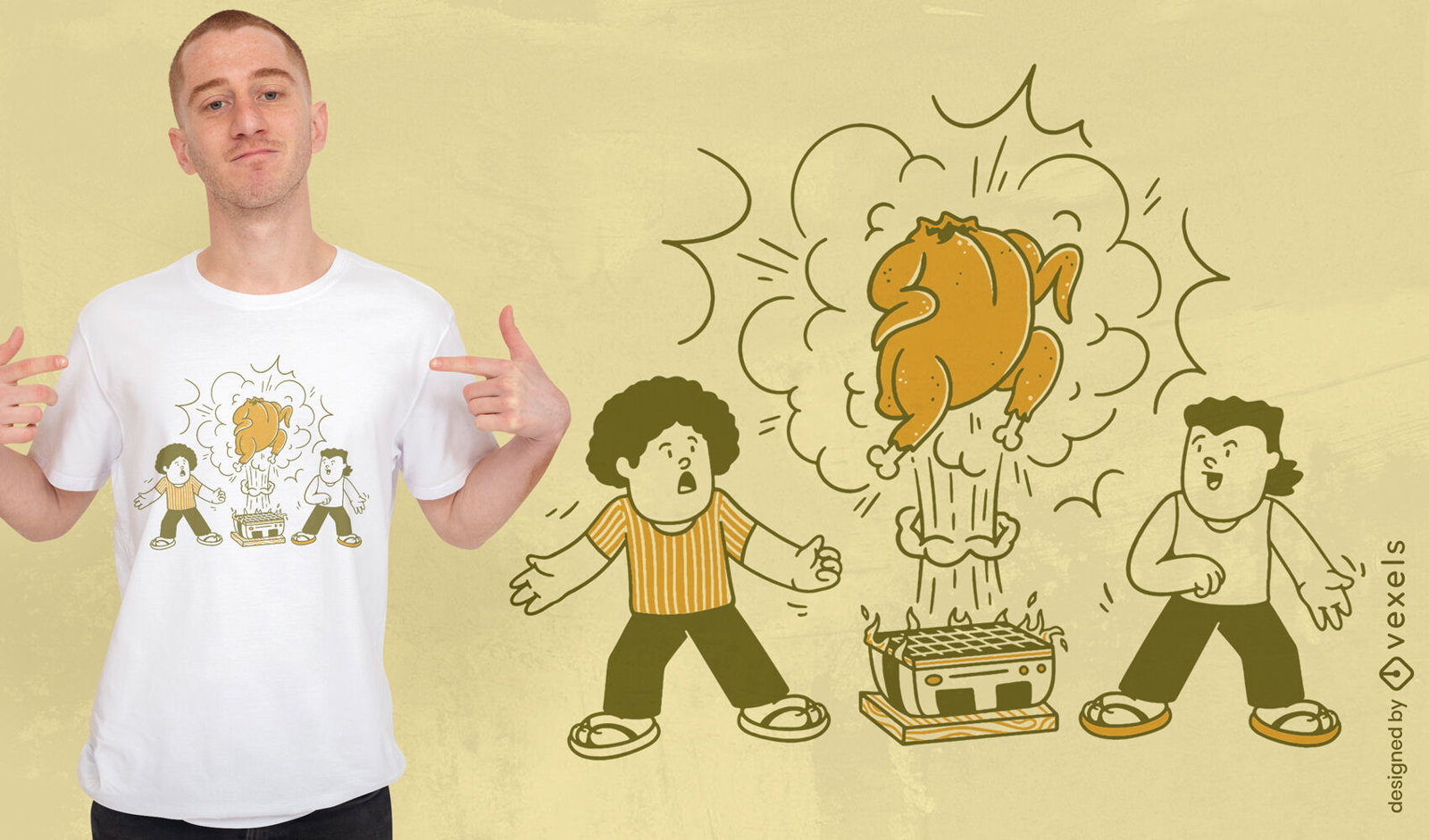 Truthahn-Explosion Thanksgiving-T-Shirt-Design