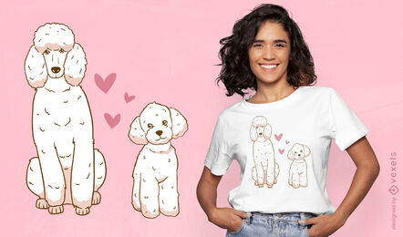 Diseño de camiseta de perros caniche de amor