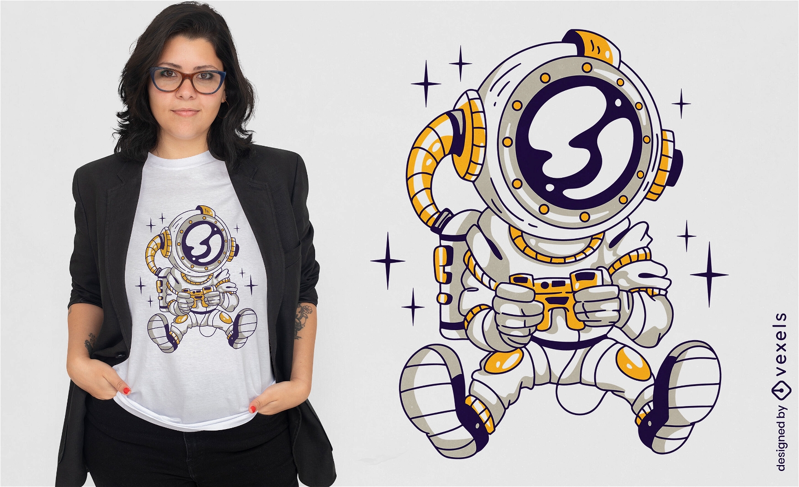Design de camiseta de astronauta gamer