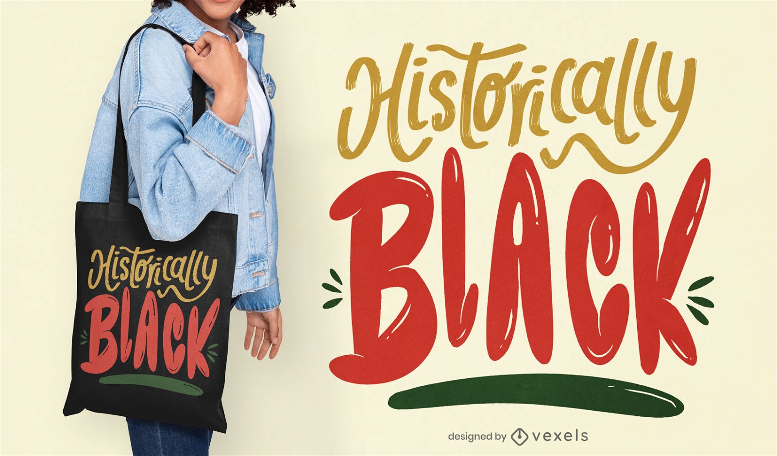 Diseño de bolso de mano con letras históricamente negras