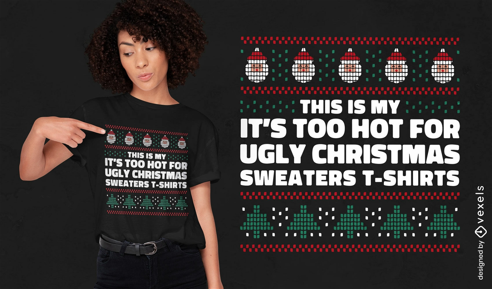 Caliente para el feo diseño de camiseta de suéteres navideños.