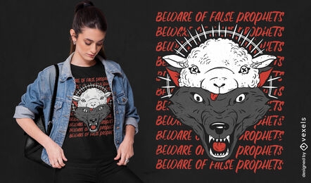 Lobo em design de t-shirt de pele de ovelha