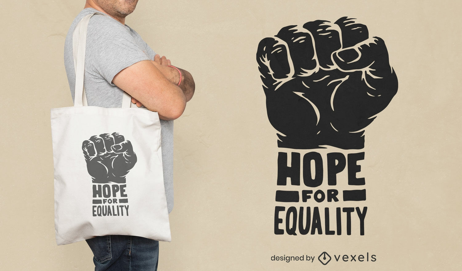 Diseño de bolsa de asas de esperanza para la igualdad.